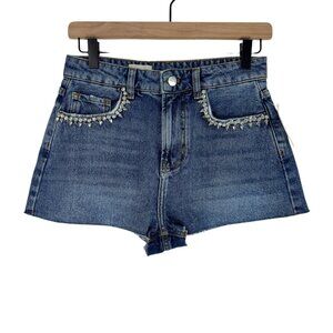Pilcro Women’s Size 26 Blue Lover Embellished Cut Off Denim Casual Shorts New